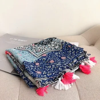 2021 Femei De Înaltă Calitate Geometrice Florale Ciucure Vascoza Șal Eșarfă Print Soft Wrap Pashmina Furat Bufandas Musulmane Hijab Sjaal