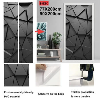 Multifunctional Murală Dormitor autoadezive Pentru Camera de zi DIY rezistent la apa Usa Autocolante Decor Acasă PVC 3D Geometrice Detașabil