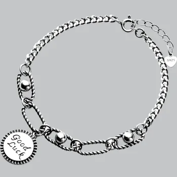 Argint 925 Vintage Geometrice Rotunde Șirag de mărgele, Brățări Brățări Pentru Femei Petrecerea de Nunta Bijuterii Accesorii sl235