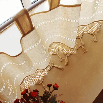 1 BUC Lenjerie de pat din Bumbac Jumătate-cortina Manual Ciucure Embroideried Florale Perdele de Bucatarie Pastorală Scurt Draperie-Panou pentru Cafenea