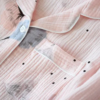 2020 Doamnelor NOU Set de Pijama Confort Tifon de bumbac, Maneca Lunga, Pijamale Femei Cardigan+Pantaloni de TOAMNĂ și de PRIMĂVARĂ Subțire Homewear Pentru Femme