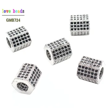 8*8mm Moda de Metal Alamă Micro Pave Cristal CZ Coloane Hexagonale Spațiu Margele pentru Bijuterii DIY Bijuterii Constatările 3pcs/lot