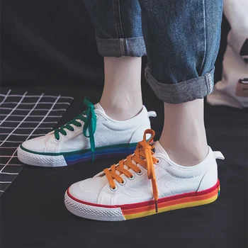 Curcubeu Panza Pantofi pentru Femei de Vară Respirabil Stânga și la Dreapta de Metri de Culori Diferite Design de Moda pentru Femei Pantofi Retro Adidasi Fete
