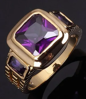 SuoHuan Dimensiune 8-12 Farmecul Masculin Mens Ring Violet Zirconiu Cz Piatra De Cristal De Aur Umplut Petrecere Trupa Mens De Moda Deget De Bijuterii Cadou