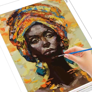 EverShine Ulei Imagine De Numere Fata Pictata Manual Desen Canvas Femeie Africană Portret Arta De Perete Decor Acasă