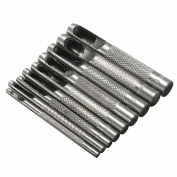 9pcs 2.5 /3 /4 /5 /6 /7 /8 /9 /10mm Grele Gol Piele Gaura Garnitura Pumn Set Cutter Centura Wad Perforator Kit