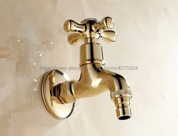 Grădină robinet robinet de Aur Alamă Finisaj Baie Montare pe Perete Mașină de Spălat Robinet de Apă Robinete Nav122