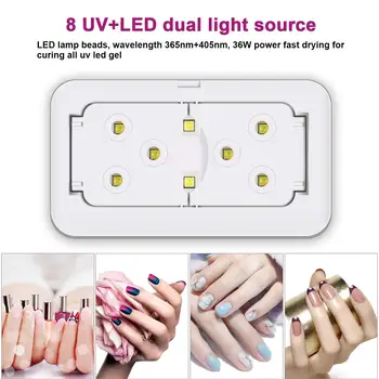 XZMUV Pliat Unghii Uscător de 24W Lampa UV Pentru Gel cu LED-uri Portabile, Lampa de Unghii Arcuite în Formă de Lămpi pentru Unghii Perfecte Degetul mare de Uscare Unelte