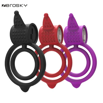Silicon Vibrator Cock Ring,inel Penis vibrator,Cockring,jucarii Sexuale pentru barbati,de Jucărie pentru Adulți, Dual Inel Vibrator Jelly Penis Zerosky
