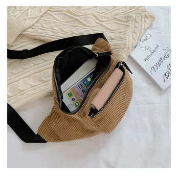Pantaloni de catifea cord telefon de moda borseta de talie design geanta cu fermoar, buzunar piept de sport travel borsetă fete sac de curea