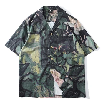 Barbati Vopsea De Mână Completă Tipărite Plaja Hawaii Tricouri Harajuku Streetwear 2020 Vara Maneca Scurta Bluza Hip Hop Unisex Tricouri Topuri