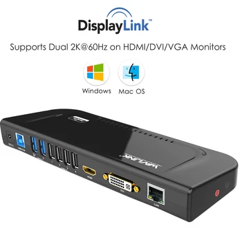 Wavlink 6 Porturi USB Universal Docking Station USB3.0 Ecran Dublu din Aluminiu Cu Gigabit Ethernet 2048 *1152 HDMI/DVI/VGA de andocare