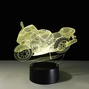 Motocicleta 3D Lampă de Masă cu Led-uri Decorative Lampara Placa de Plexiglas Lumineuse Veioza Noptiera Colores Bulbing Lampa Pentru Motor Ventilator