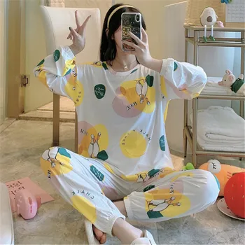 2020 Nouă Femei, Pijamale, Haine de Bumbac Topuri Lungi Set Doamnelor imprimare Seturi de Pijamale NightSuit Fata Pijamale Seturi de Femei Acasă Set