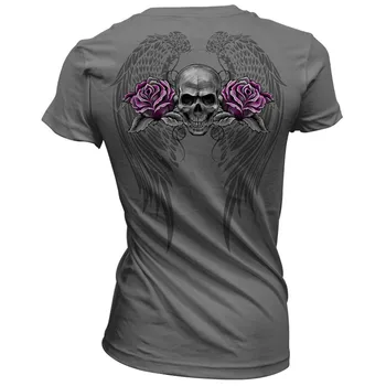 Îmbrăcăminte tricou Femei de Moda Scurt Mâneci V-gât Stil Punk Skull Print Cotton T-shirt, Blaturi 3D de imprimare Topuri Tricou femme homme