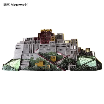 Microworld 3D metal puzzle Palatul Potala construirea de modele de kituri DIY cu Laser Tăiat Puzzle Model de cadou Pentru Adulti Jucarii Educative Desktop