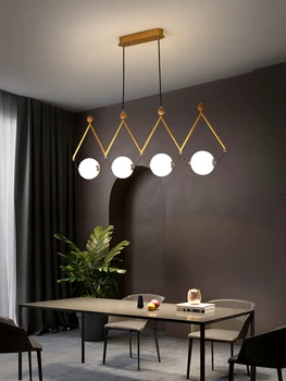 Simplu cu LED-uri Moderne Candelabru de Mese, Camera de zi Negru Pandantiv de Aur Lampa cafenea Bar Restaurant Creativ Lung Agățat Lumina
