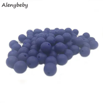 Culoarea bleumarin Alimente Grad Silicon Șirag de mărgele Rotunde 12/15mm Copilul Teether Colier Jucărie DIY Lant Suzeta Baby Teether Produs