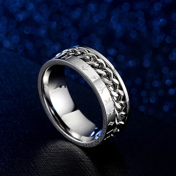 Black mens inele din oțel inoxidabil de aur Viking bărbați inel negru pentru femei de moda Rotativ lanț inel moda bijuterii en-gros