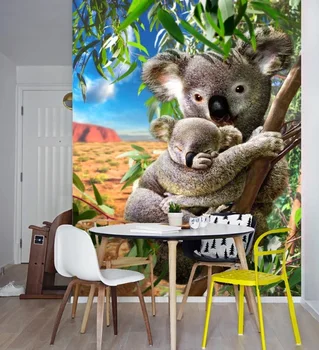 Transport gratuit 3D Drăguț Urs Koala Ușa Murală Tapet pictură murală de Imprimare Decal Perete Deco-Perete pictura Foto autoadezive ușă folie