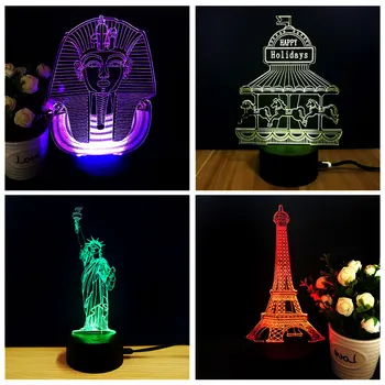7 Culori Atinge Lampa de Bază Pentru 3D Lumina de Noapte LED-uri de Lumină de Bază Alb/Negru Led Lampă Titularului Portalampada Fierbinte de Vânzare fără cablu