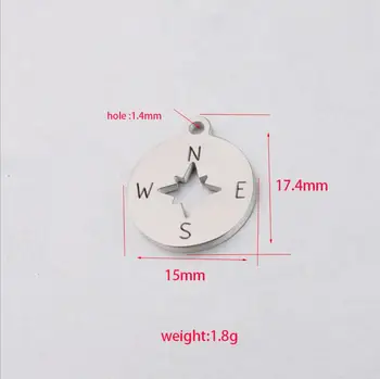 10buc/Lot Busola Farmece Oglindă din Oțel Inoxidabil Lustruit Pentru DIY Brățară Colier Bijuterii Găsirea Accesorii 15*17.4 mm