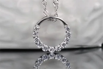 De Vânzare la cald Promovarea 2019 Nou Stralucitor Zirconiu Cerc de Cristal Argint 925 Pandantiv pentru Femei Coliere Bijuterii Cadou