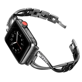 Din oțel inoxidabil cu diamante Watchband pentru apple watch band 44mm 40mm iwatch seria 6 5 4 3 2 1 42 38mm SE accesorii Bratara curea