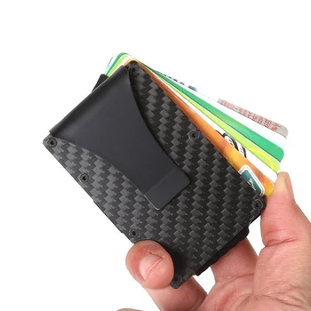 Oamenii din Fibra de Carbon Bani Clip Portofel Minimalist Slim Titularul Cardului de Credit RFID Pungă ortable Slim Barbati de Fibră de Carbon, din Oțel Inoxidabil