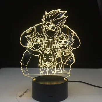 Personaliza Anime Naruto 3d Lumina de Noapte Uzumaki Copii a Condus Lumina de Noapte pentru Copii, Echipa de 7 Kakashi Hatake Sasuke Uchiha Baterie