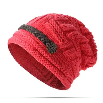 Femeile Butoane Impletituri Decor Căciuli Tricotate de Iarna pentru Femei Pălărie Toca Cap de Schi Noua Moda Tricot Croșetat Largi Beanie Hat Pentru Femei