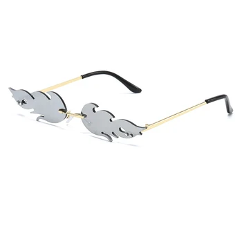 Moda Flacără de Foc ochelari de Soare Femei Bărbați fără ramă Val Ochelari de Soare UV 400 de Ochelari de Lux Trend Înguste ochelari de Soare