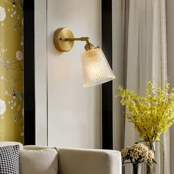 Minimalist Aur E27 Led Cupru Lumina de Perete cu Abajur de Sticla pentru Scara, Dormitor, Sufragerie, Mansarda Epocă de Interior Decor Acasă