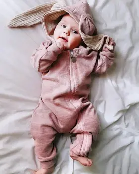 Copil Nou-Născut Fete, Îmbrăcăminte Pentru Băieți Salopetă Iepure Cald Maneca Lunga Iepurasul Stil Pijama Pentru Sugari Cu Fermoar Salopete Copilul Cu Gluga