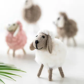Lână Simțit Oi Figurine Miniaturale Nordic Moale Jucării Păpuși Ornamente Acasă Birou Accesorii Decor Modern Fairy Garden Meserii