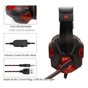Jocuri Căști Căști Mari Cu Lumina Microfon cu fir gamer Cască Stereo Căști Bas Profund Pentru PS4 Comutator Laptop de Gamer