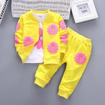 3Pcs Fete pentru Copii Haine 0-4T Seturi de Copii Toddler Girls Îmbrăcăminte Minunat Floral Print T-Shirt Haina Pant Set Toddler Haine de Fata