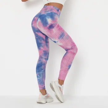Cerneală Tie-dye Fitness Yoga Pantaloni Femei Colorate de calitate Zăbrele Sport Funcționare Glezna-lungime Pantaloni femei Strans Yoga Jambiere