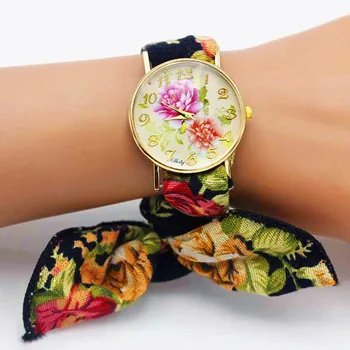 Shsby Noi flori Doamnelor Pânză încheietura mîinii ceas pentru femei de moda rochie ceas de înaltă calitate cuarț fete dulci ceas tesatura ceas