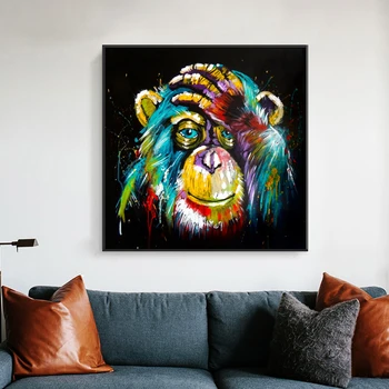 Acuarelă de Gândire Maimuță Arta de Perete Panza Printuri Abstracte, Animale, Arta Pop Tablouri Canvas Decor de Perete Imaginile pentru Camera Copii