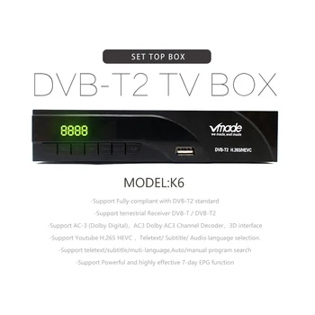 Vmade Noi DVB-T2 K6 HD 1080P H. 265 Receptorului Digital Terestru Built-in RJ45 Standard Set-Top Box Suport Youtube M3U Decodor