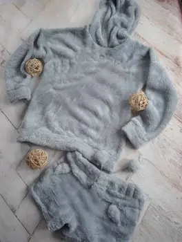 2020 Noi de Iarna Femei Pijamale Flanel Set Drăguț Urs cu Gluga Pijamale Cald Cald Fleece Coral Sleepwear Hanorac+Scurt Remorcare 2 BUC Costum