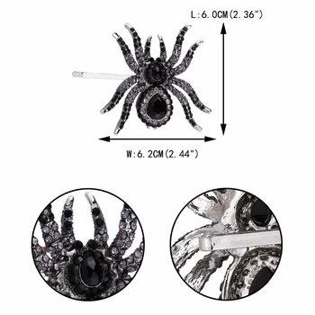 Spider Clip De Păr Pentru Femei Animale De Bijuterii De Cristal Negru Stras Agra Fă De Păr, Accesorii De Petrecere, Cadou De Crăciun