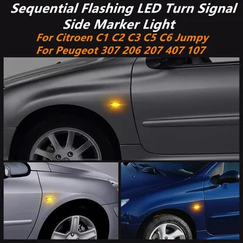 Secvențială Intermitent LED-uri de Semnalizare de poziție Laterale Lumina Pentru Citroen C1 C2 C3 C5 C6 Nervos Pentru Peugeot 307 206 207 407 107