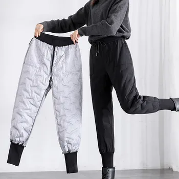 Iarna Cald Pantaloni Plus Dimensiune 3XL Femei de Moda Fierbinte Casual, Talie Mare Plus Catifea de Bumbac Gros Pantaloni Lungi Culoare Solidă