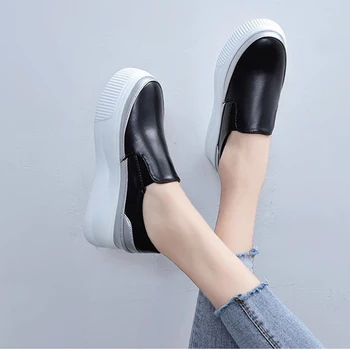 Femei Slip on Mocasini Doamnelor de Cusut Platforma Vulcanizat Pantofi Femei din Piele PU de Moda Încălțăminte de Femeie Confort Pantof 2020