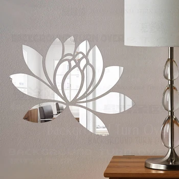 Oglinda Autocolant Decor Baie Autocolante 3D Full Body Perete Oglindă Adezivă de Hârtie Murala Pe Mare Floare de Lotus, Petale de R063