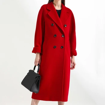 Iarna Elegant Amestec De Lână Femei Moda Coreeană Negru Lung Haine Vintage, Minimalist Palton De Lână Cămilă Supradimensionat Uza