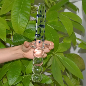 28cm capete Duble vibrator de sticlă Pyrex Mare dildo-uri de sticlă Cristal anal dopuri anale Anal beads penis fals Jucărie Sexuală