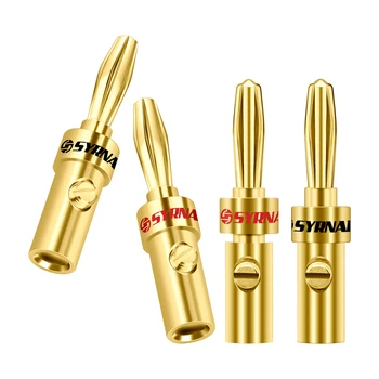 SYRNARN 4 perechi / 8 banana conectori de cupru placat cu aur de banana conectori pentru video-audio amplificator difuzor cablu jack